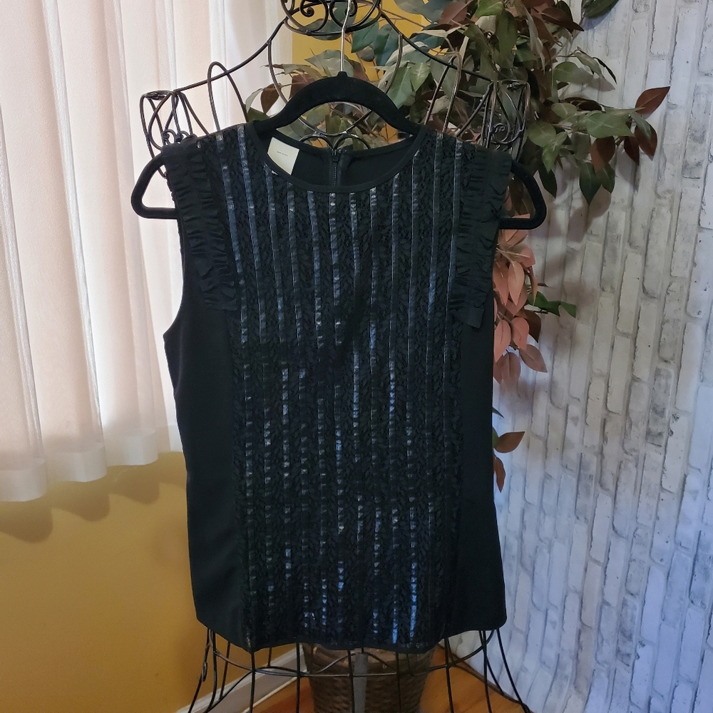 PINKO BLACK RUFFLE TANK TOP